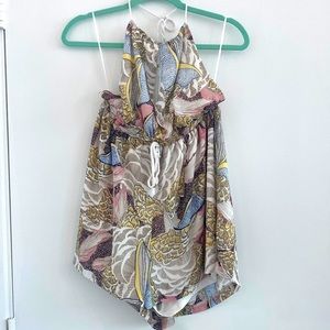 sabo skirt - coverup mini romper. open back. size 10 (runs small)